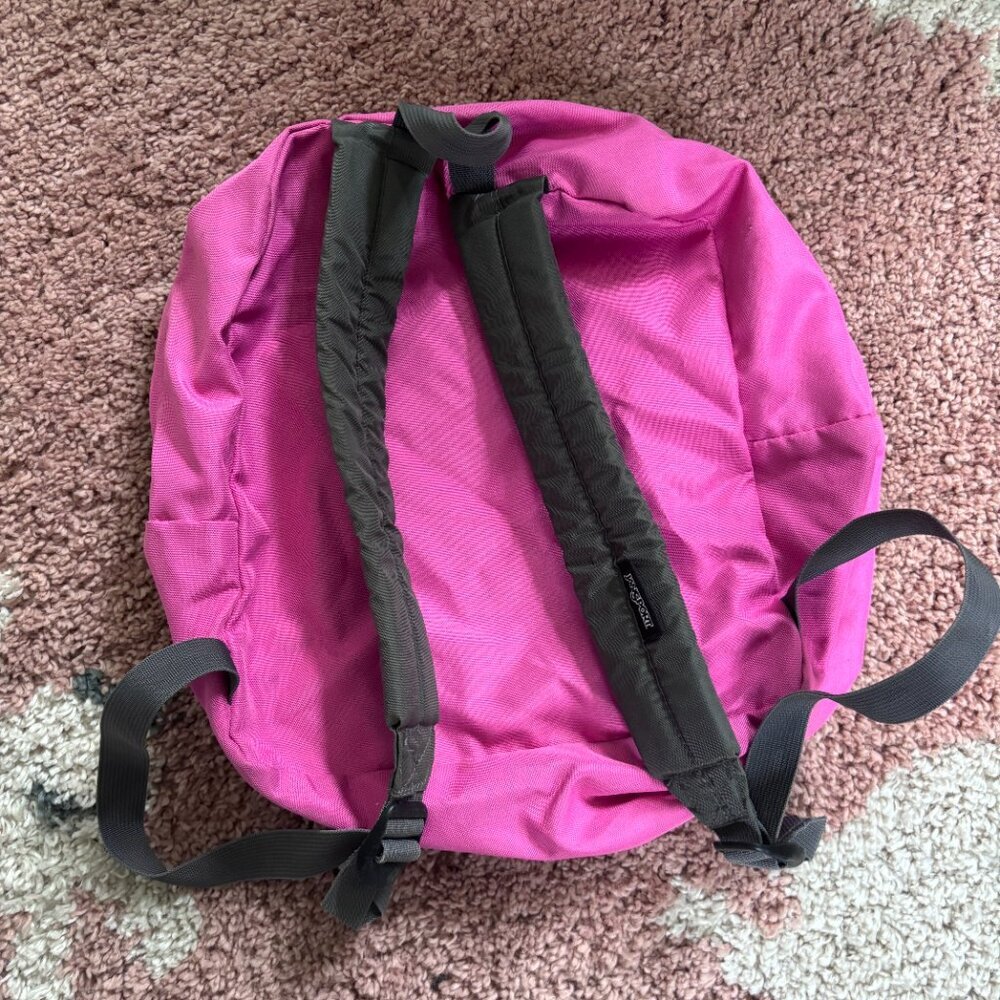 VTG JanSport Student Backpack TDH7 School Book Bag Hot Pink "Danielle" Graffiti - Picture 2 of 6